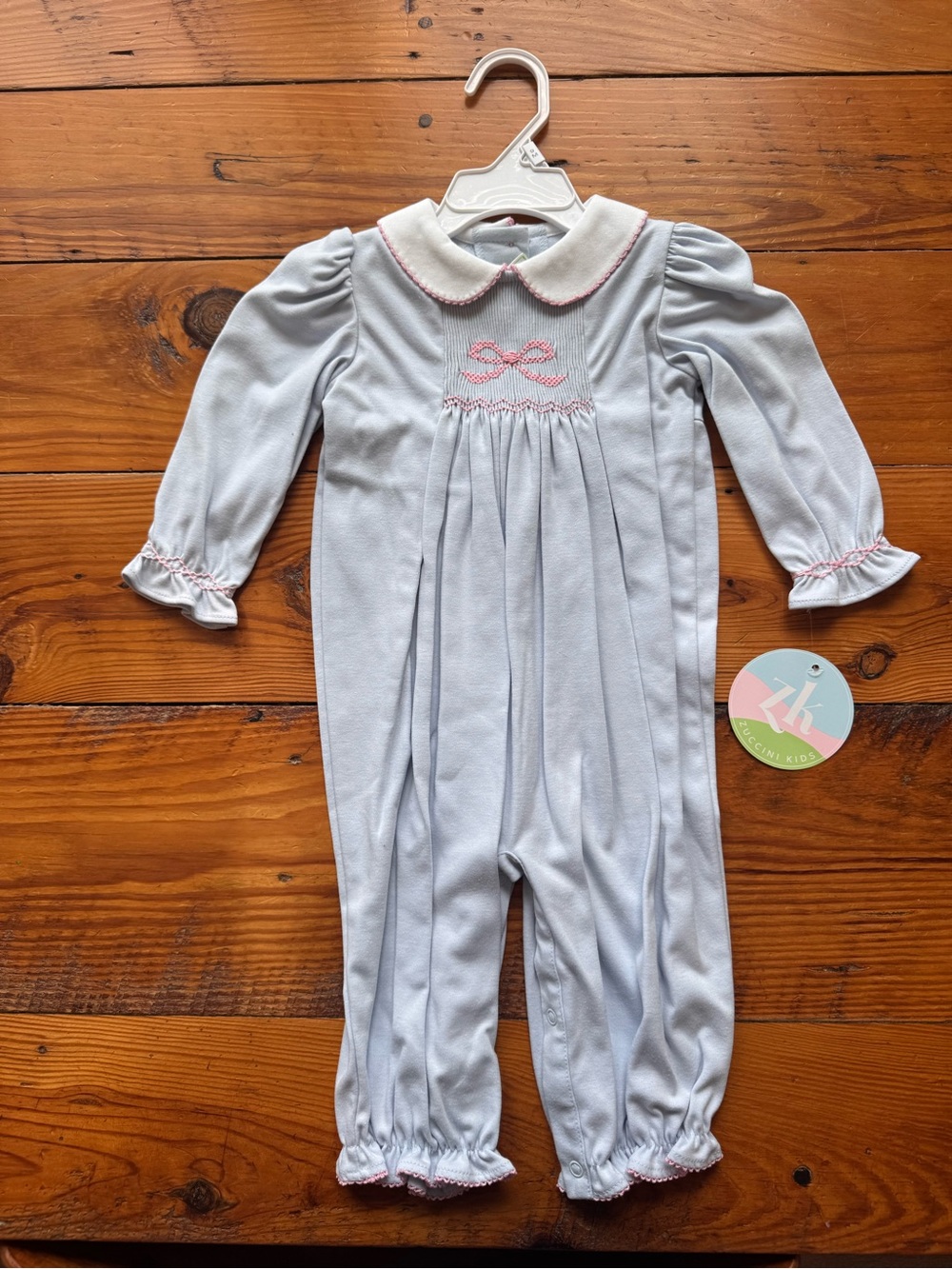 Classic Light Blue Smocked One-Piece Romper by Zuccini Kids